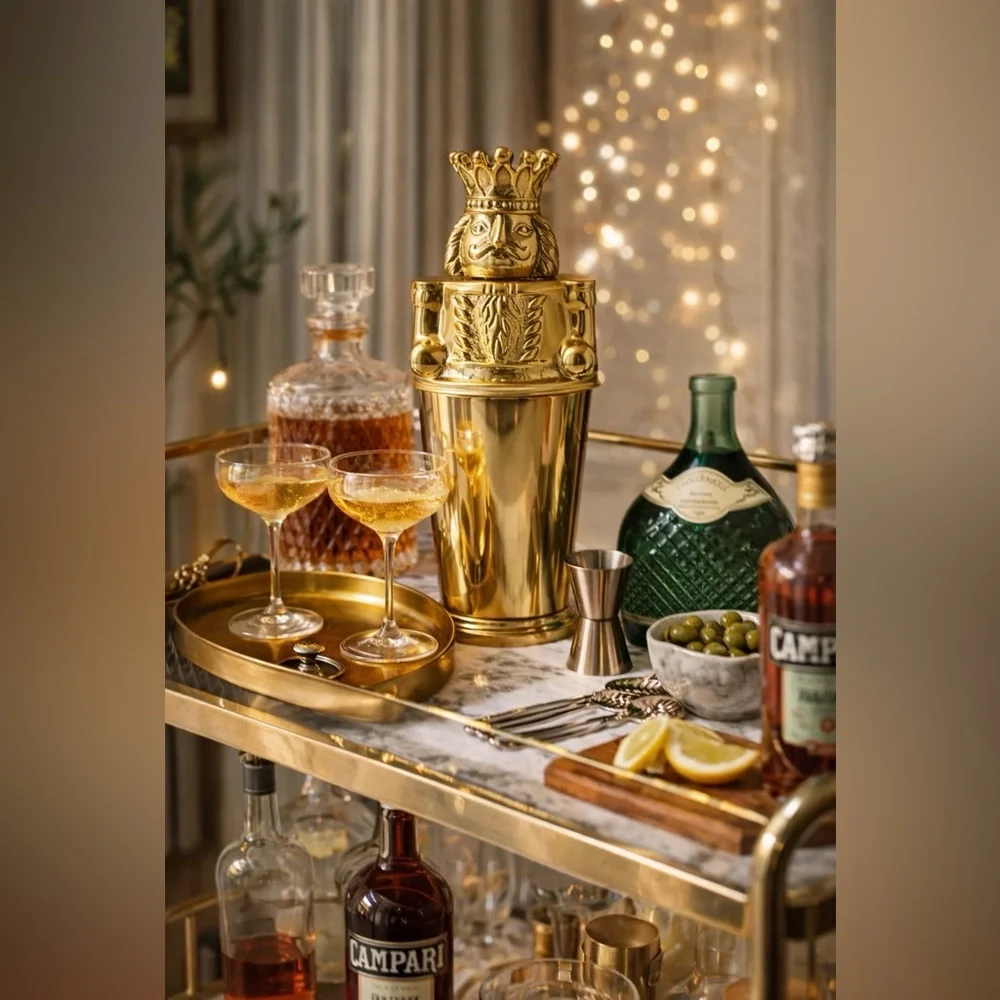 Anthropologie Nutcracker Cocktail Shaker New York City Ballet Gold Barware 28 oz - Picture 4 of 6